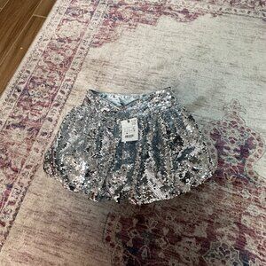 ZARA Kids Girls Silver Sequin Skirt Size 8 Brand New!